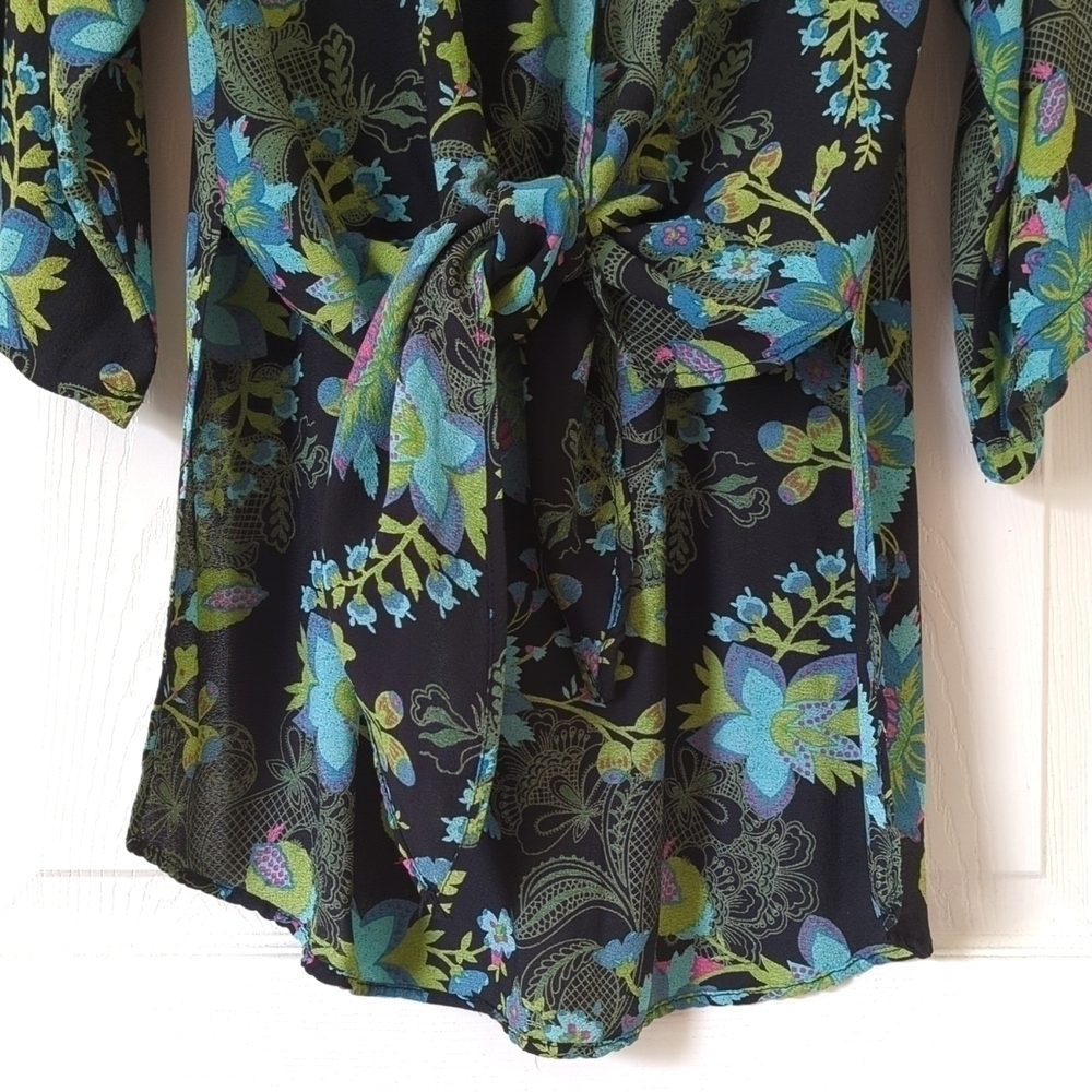 Love Lucy Love The Weekender Floral Tie Front Quarter Sleeve Kimono Cardigan XS - Picture 7 of 14